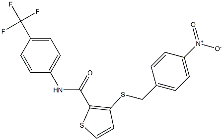 3-[(4-nitrobenzyl)sulfanyl]-N-[4-(trifluoromethyl)phenyl]-2-thiophenecarboxamide Struktur