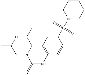 N4-[4-(piperidinosulfonyl)phenyl]-2,6-dimethylmorpholine-4-carbothioamide Struktur