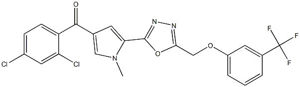 (2,4-dichlorophenyl)[1-methyl-5-(5-{[3-(trifluoromethyl)phenoxy]methyl}-1,3,4-oxadiazol-2-yl)-1H-pyrrol-3-yl]methanone Struktur