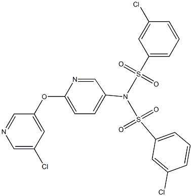 3-chloro-N-[(3-chlorophenyl)sulfonyl]-N-{6-[(5-chloropyridin-3-yl)oxy]pyridin-3-yl}benzenesulfonamide Struktur