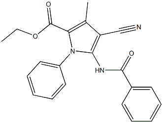 ethyl 5-(benzoylamino)-4-cyano-3-methyl-1-phenyl-1H-pyrrole-2-carboxylate Struktur