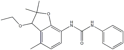 N-(3-ethoxy-2,2,4-trimethyl-2,3-dihydro-1-benzofuran-7-yl)-N'-phenylurea Struktur