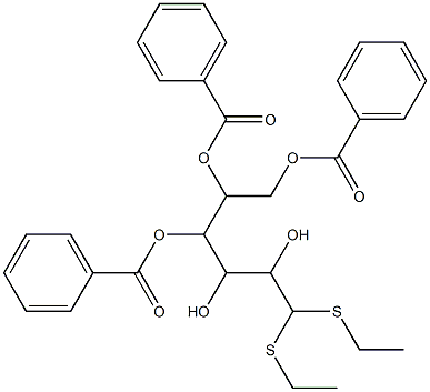 1-[1,2-di(benzoyloxy)ethyl]-4,4-di(ethylthio)-2,3-dihydroxybutyl benzoate Struktur