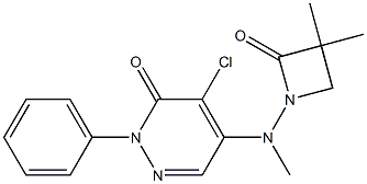 4-chloro-5-[(3,3-dimethyl-2-oxoazetan-1-yl)(methyl)amino]-2-phenyl-2,3-dihydropyridazin-3-one Struktur