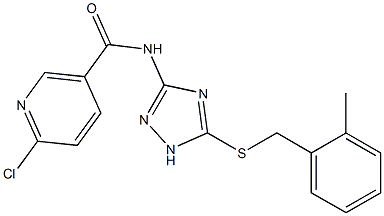 6-chloro-N-{5-[(2-methylbenzyl)sulfanyl]-1H-1,2,4-triazol-3-yl}nicotinamide Struktur