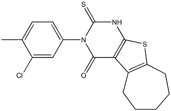 3-(3-chloro-4-methylphenyl)-2-thioxo-1,2,3,5,6,7,8,9-octahydro-4H-cyclohepta[4,5]thieno[2,3-d]pyrimidin-4-one Struktur