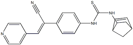 N-bicyclo[2.2.1]hept-5-en-2-yl-N'-{4-[1-cyano-2-(4-pyridyl)vinyl]phenyl}thiourea Struktur