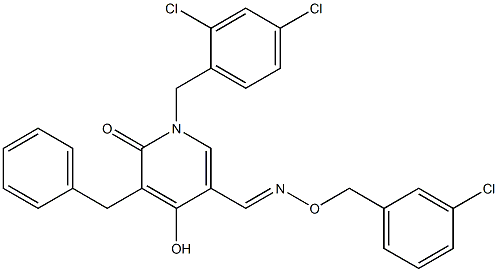 5-benzyl-1-(2,4-dichlorobenzyl)-4-hydroxy-6-oxo-1,6-dihydro-3-pyridinecarbaldehyde O-(3-chlorobenzyl)oxime Struktur