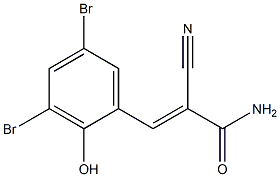 2-cyano-3-(3,5-dibromo-2-hydroxyphenyl)acrylamide Struktur