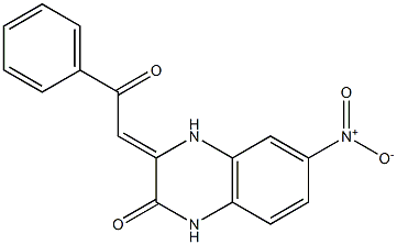 6-nitro-3-(2-oxo-2-phenylethylidene)-1,2,3,4-tetrahydroquinoxalin-2-one Struktur