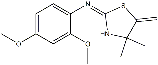 N1-(4,4-dimethyl-5-methylidene-1,3-thiazolan-2-yliden)-2,4-dimethoxyaniline Struktur