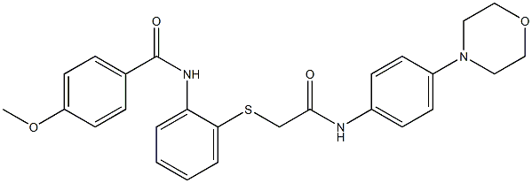 4-methoxy-N-(2-{[2-(4-morpholinoanilino)-2-oxoethyl]sulfanyl}phenyl)benzenecarboxamide Struktur