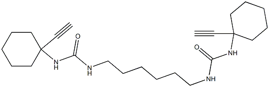 N-(1-ethynylcyclohexyl)-N'-[6-({[(1-ethynylcyclohexyl)amino]carbonyl}amino)hexyl]urea Struktur