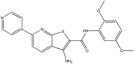 3-amino-N-(2,5-dimethoxyphenyl)-6-(4-pyridinyl)thieno[2,3-b]pyridine-2-carboxamide Struktur