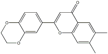 2-(2,3-dihydro-1,4-benzodioxin-6-yl)-6,7-dimethyl-4H-chromen-4-one Struktur