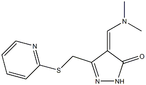 4-[(dimethylamino)methylidene]-3-[(2-pyridylthio)methyl]-4,5-dihydro-1H-pyrazol-5-one Struktur