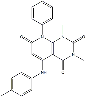 1,3-dimethyl-8-phenyl-5-(4-toluidino)-1,2,3,4,7,8-hexahydropyrido[2,3-d]pyrimidine-2,4,7-trione Struktur