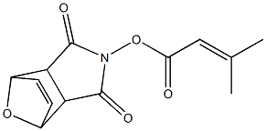 3,5-dioxo-10-oxa-4-azatricyclo[5.2.1.0~2,6~]dec-8-en-4-yl 3-methylbut-2-enoate Struktur