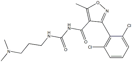 N-{[3-(2,6-dichlorophenyl)-5-methylisoxazol-4-yl]carbonyl}-N'-[3-(dimethylamino)propyl]urea Struktur