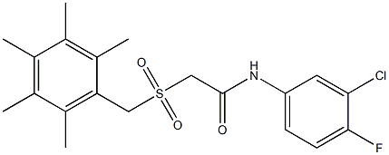 N1-(3-chloro-4-fluorophenyl)-2-[(2,3,4,5,6-pentamethylbenzyl)sulfonyl]acetamide Struktur