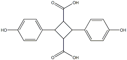 2,4-di(4-hydroxyphenyl)cyclobutane-1,3-dicarboxylic acid Struktur