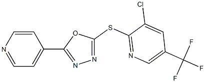 3-chloro-5-(trifluoromethyl)-2-pyridinyl 5-(4-pyridinyl)-1,3,4-oxadiazol-2-yl sulfide Struktur