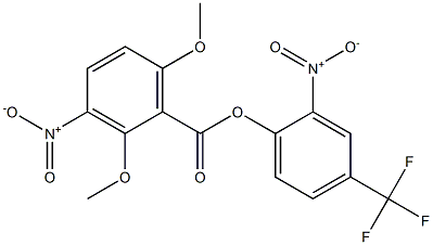 2-nitro-4-(trifluoromethyl)phenyl 2,6-dimethoxy-3-nitrobenzoate Struktur