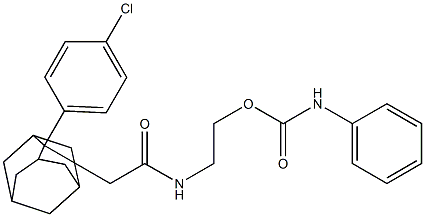 2-({2-[2-(4-chlorophenyl)-2-adamantyl]acetyl}amino)ethyl N-phenylcarbamate Struktur