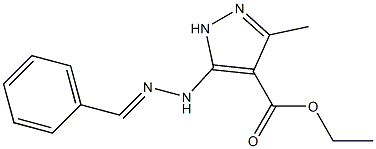 ethyl 5-(2-benzylidenehydrazino)-3-methyl-1H-pyrazole-4-carboxylate Struktur