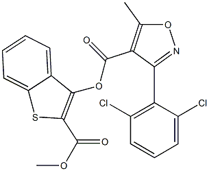 2-(methoxycarbonyl)benzo[b]thiophen-3-yl 3-(2,6-dichlorophenyl)-5-methylisoxazole-4-carboxylate Struktur