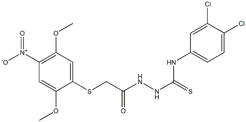 N1-(3,4-dichlorophenyl)-2-{2-[(2,5-dimethoxy-4-nitrophenyl)thio]acetyl}hydrazine-1-carbothioamide Struktur