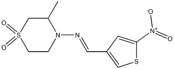 3-methyl-4-{[(5-nitro-3-thienyl)methylidene]amino}-1lambda~6~,4-thiazinane-1,1-dione Struktur