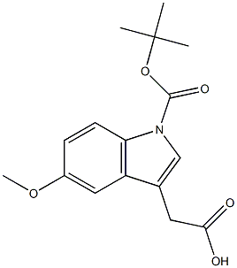 2-(1-(tert-butoxycarbonyl)-5-methoxy-1H-indol-3-yl)acetic acid Struktur