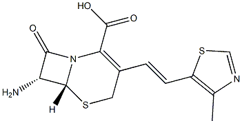 (6R,7R)-7-Amino-3-[(Z)-2-(4-methylthiazol-5-yl)ethenyl]-8-oxo-5-thia-1-azabicyclo[4.2.0]oct- 2-ene-2-carboxylic acid
 Struktur