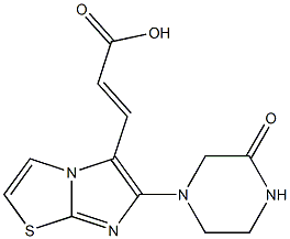 (2E)-3-[6-(3-oxopiperazin-1-yl)imidazo[2,1-b][1,3]thiazol-5-yl]acrylic acid Struktur