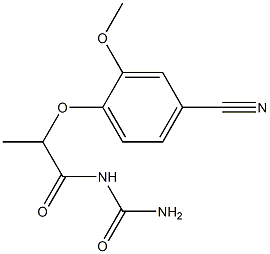 [2-(4-cyano-2-methoxyphenoxy)propanoyl]urea Struktur