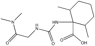 1-({[(dimethylcarbamoyl)methyl]carbamoyl}amino)-2,6-dimethylcyclohexane-1-carboxylic acid Struktur