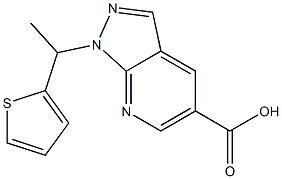 1-(1-thien-2-ylethyl)-1H-pyrazolo[3,4-b]pyridine-5-carboxylic acid Struktur