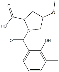 1-(2-hydroxy-3-methylbenzoyl)-4-methoxypyrrolidine-2-carboxylic acid Struktur