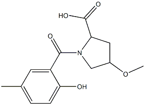 1-(2-hydroxy-5-methylbenzoyl)-4-methoxypyrrolidine-2-carboxylic acid Struktur