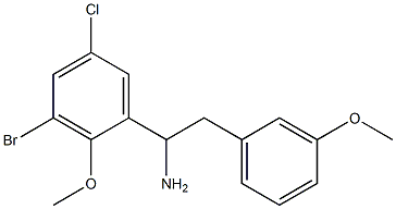 1-(3-bromo-5-chloro-2-methoxyphenyl)-2-(3-methoxyphenyl)ethan-1-amine Struktur