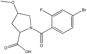 1-(4-bromo-2-fluorobenzoyl)-4-methoxypyrrolidine-2-carboxylic acid Struktur