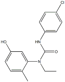 1-(4-chlorophenyl)-3-ethyl-3-(5-hydroxy-2-methylphenyl)urea Struktur