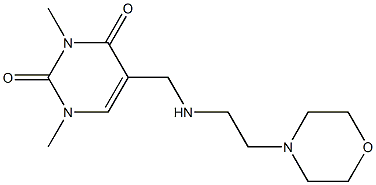 1,3-dimethyl-5-({[2-(morpholin-4-yl)ethyl]amino}methyl)-1,2,3,4-tetrahydropyrimidine-2,4-dione Struktur