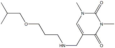 1,3-dimethyl-5-({[3-(2-methylpropoxy)propyl]amino}methyl)-1,2,3,4-tetrahydropyrimidine-2,4-dione Struktur