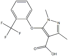 1,3-dimethyl-5-[2-(trifluoromethyl)phenoxy]-1H-pyrazole-4-carboxylic acid Struktur