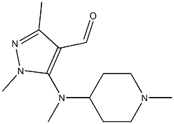 1,3-dimethyl-5-[methyl(1-methylpiperidin-4-yl)amino]-1H-pyrazole-4-carbaldehyde Struktur