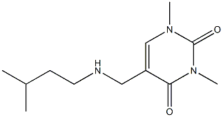 1,3-dimethyl-5-{[(3-methylbutyl)amino]methyl}-1,2,3,4-tetrahydropyrimidine-2,4-dione Struktur