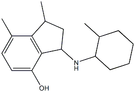 1,7-dimethyl-3-[(2-methylcyclohexyl)amino]-2,3-dihydro-1H-inden-4-ol Struktur