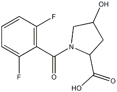 1-[(2,6-difluorophenyl)carbonyl]-4-hydroxypyrrolidine-2-carboxylic acid Struktur